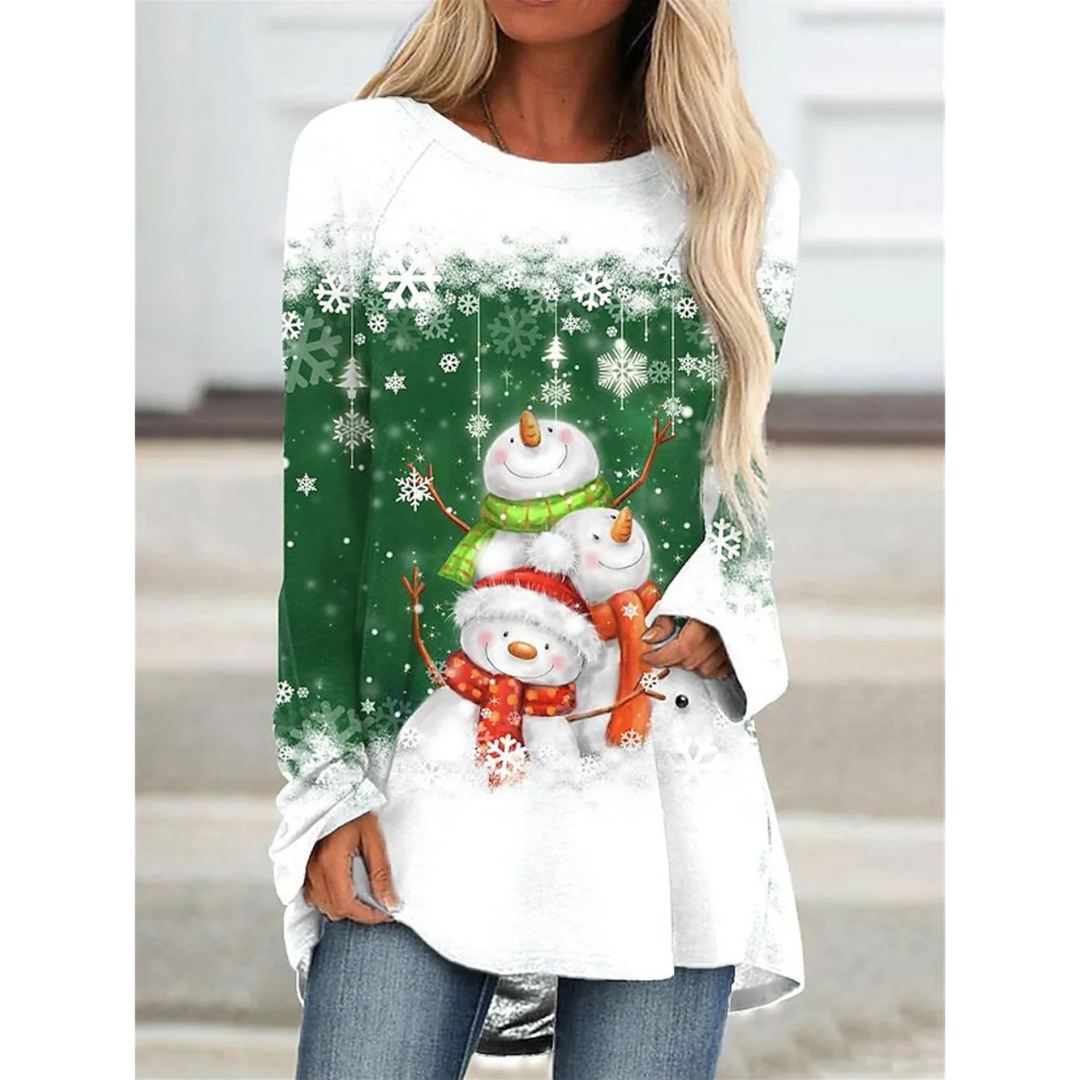 Festlig langærmet sweater til kvinder, hyggelig strik 1
