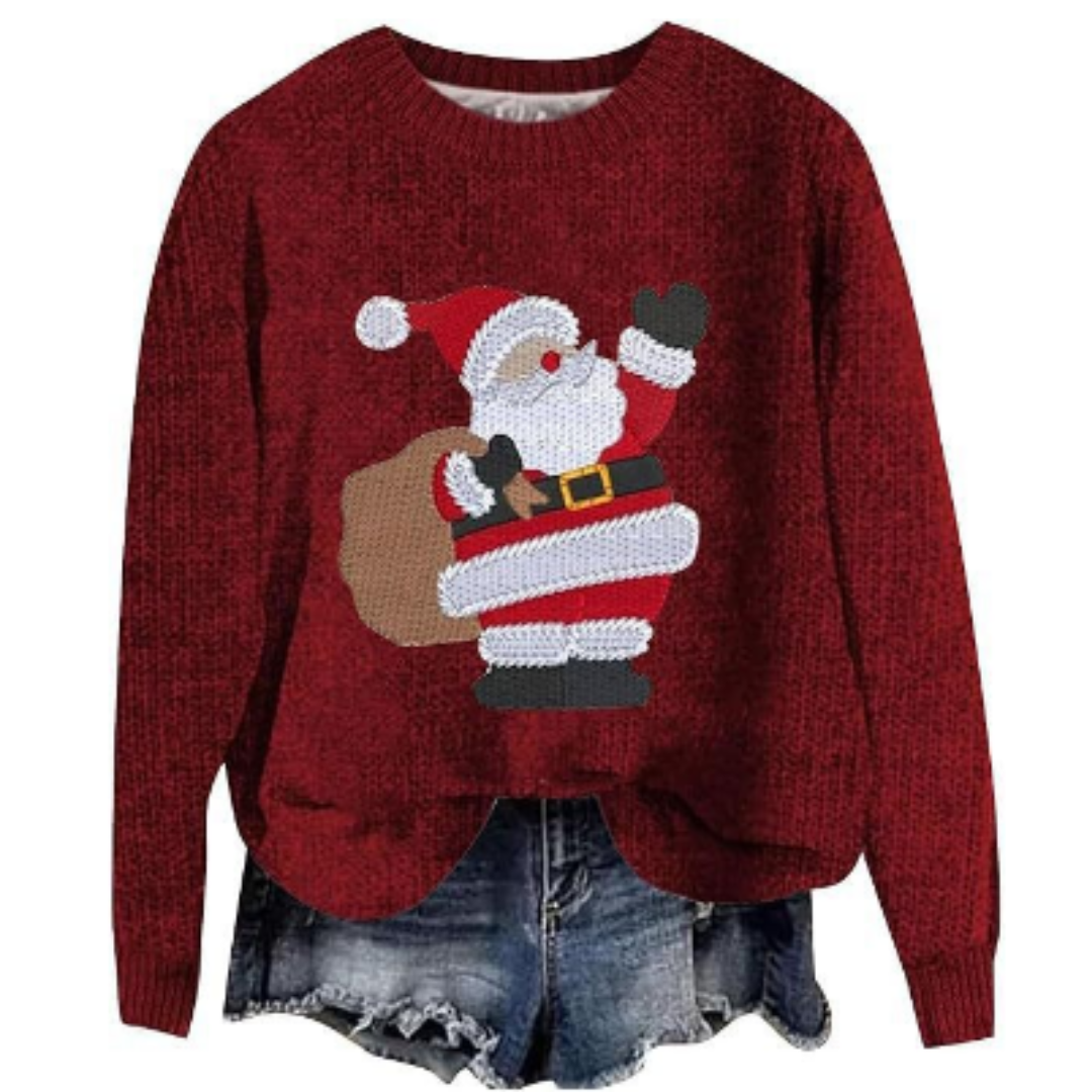 Festlig langærmet sweater til kvinder, hyggelig strik 1
