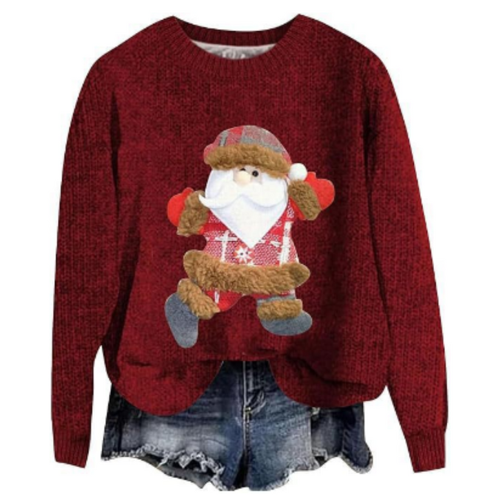Festlig langærmet sweater til kvinder, hyggelig strik 2