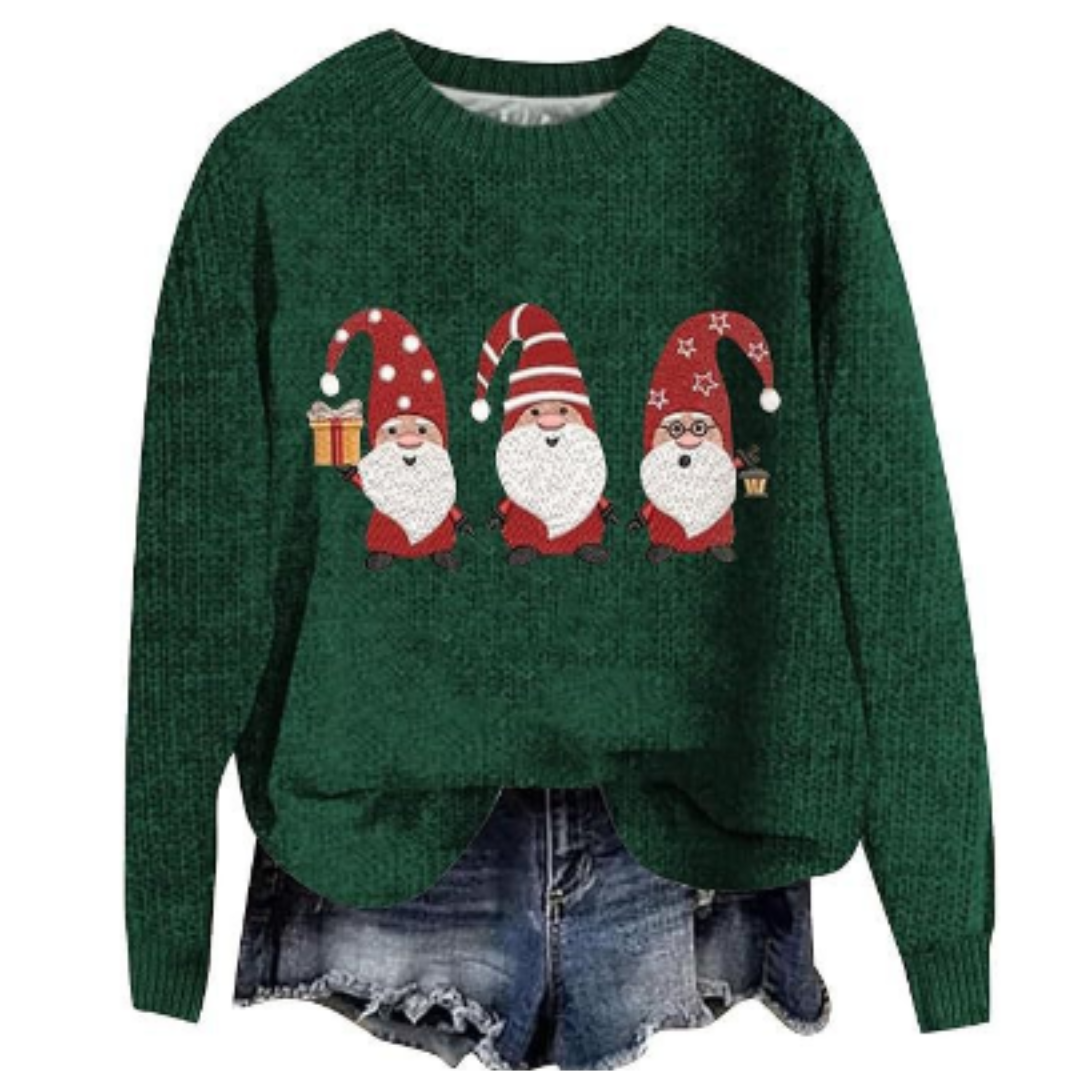 Festlig langærmet sweater til kvinder, hyggelig strik 3