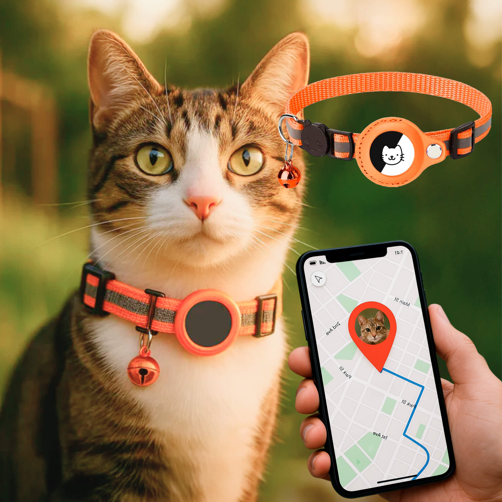 GPS-halsbånd til katte | Hurtigudløsende lukning, reflekterende design og holdbar til sikre udendørseventyr 10