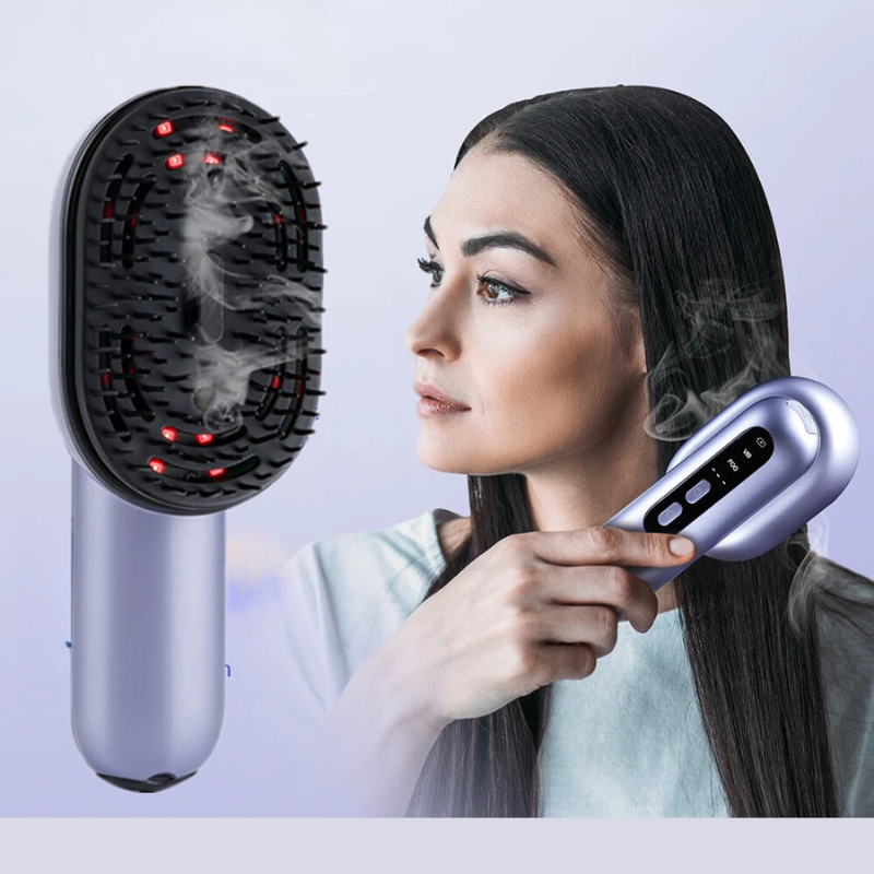 GlowSpray Comb - Hovedmassageapparat med vibration og hårolieapplikator 1