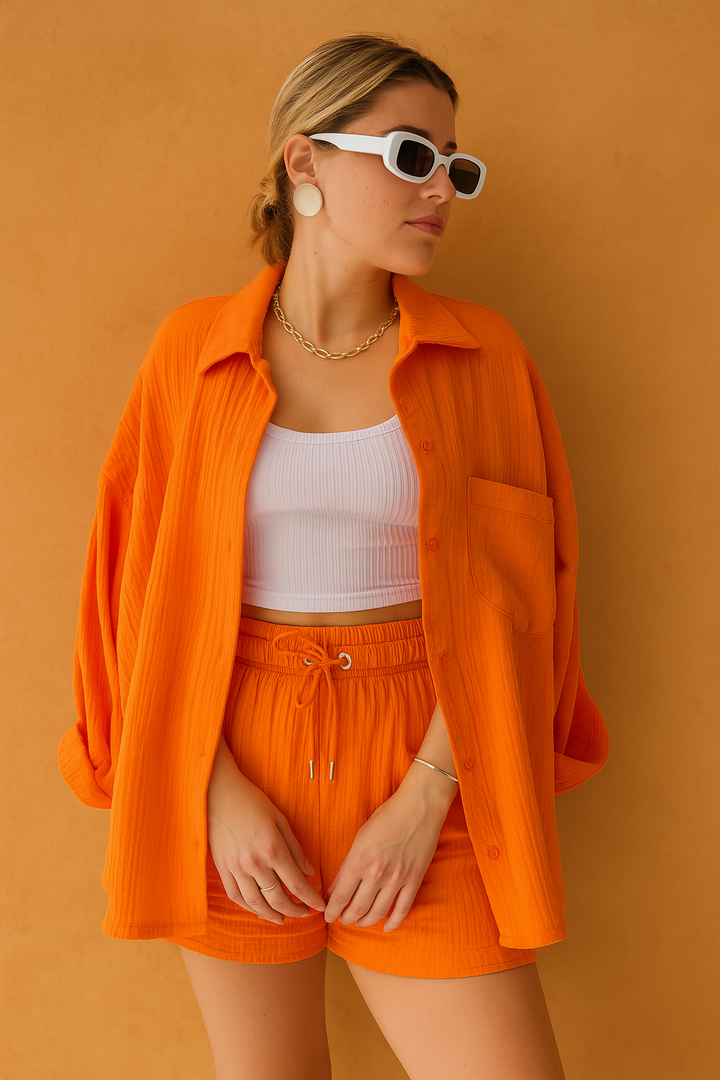 HAZEL | Sæt med to dele: Skjorte og shorts 0