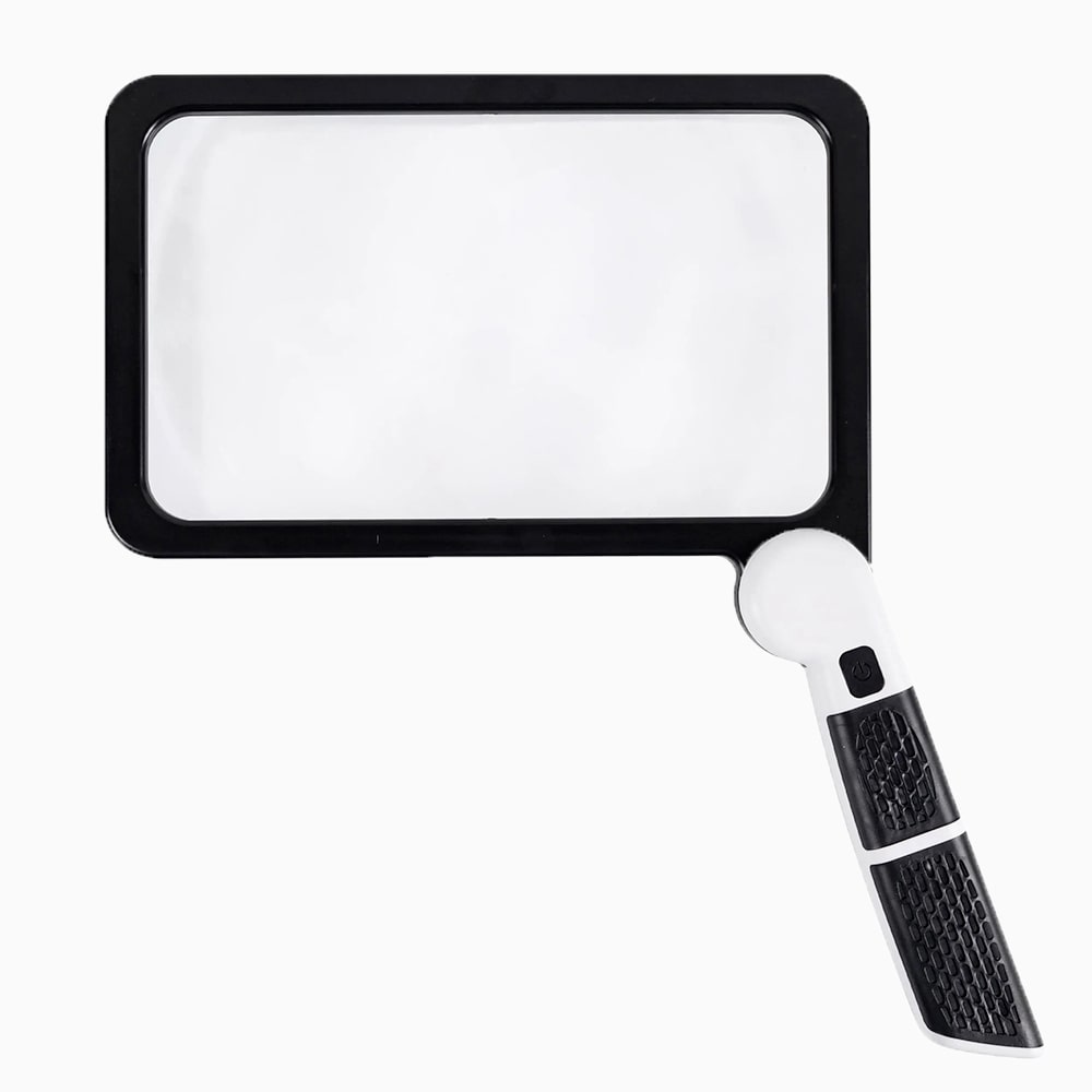 Håndholdt forstørrelsesglas til fuld side, 5x forstørrelse, LED-oplyst forstørrelsesglas med 3 tilstande, ideel til læsning af bøger og seniorer 0