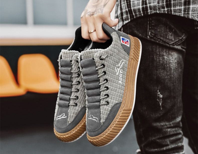 Herre Komfortable Low Top Sneakers i fløjlsblanding 6