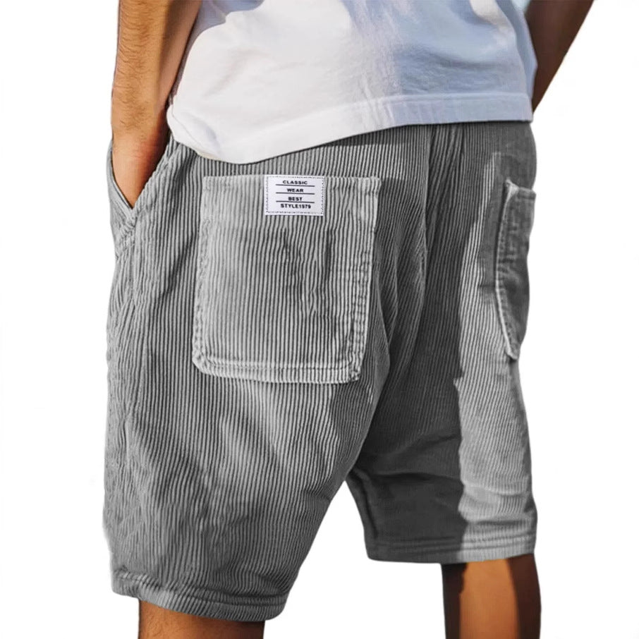 Herre Shorts Med Elastisk Linning, Urban Fløjlslook Og Praktisk Baglomme 0