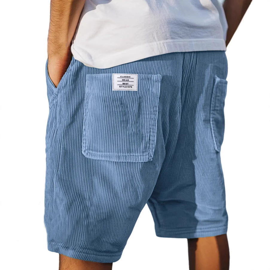 Herre Shorts Med Elastisk Linning, Urban Fløjlslook Og Praktisk Baglomme 2