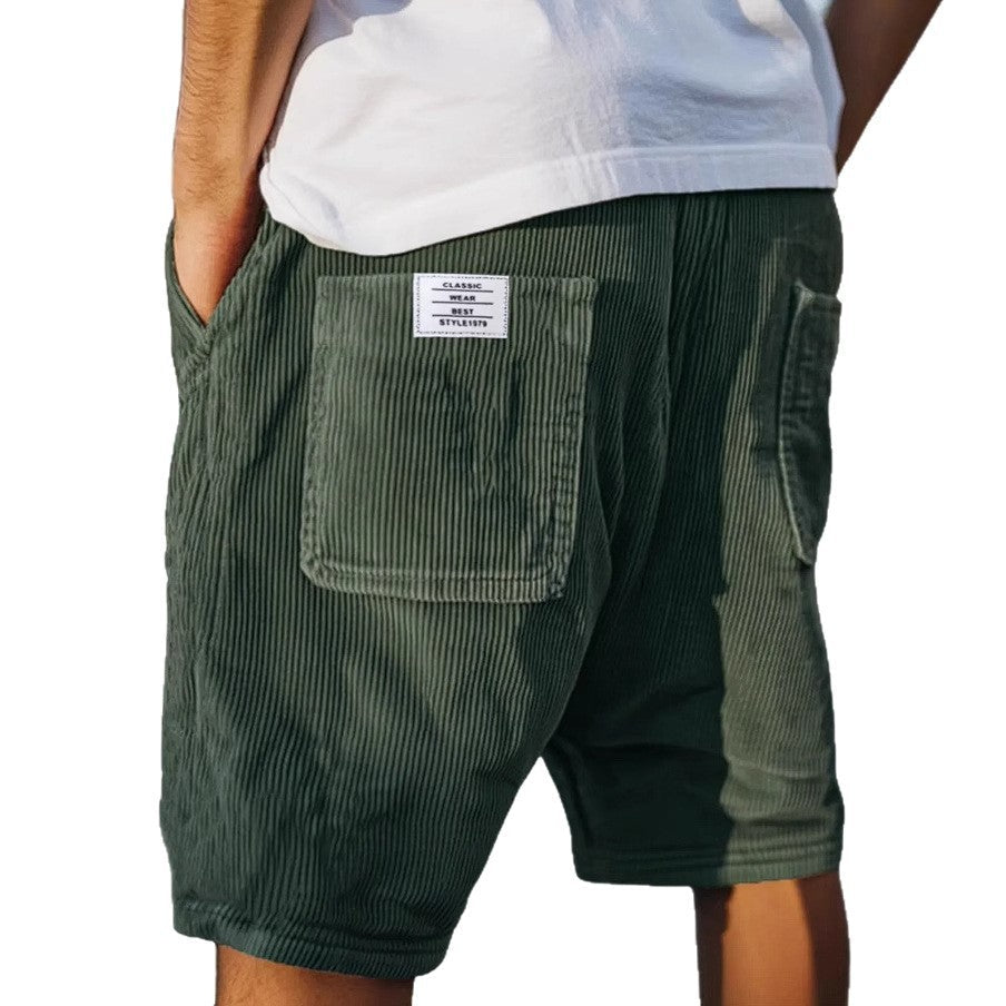 Herre Shorts Med Elastisk Linning, Urban Fløjlslook Og Praktisk Baglomme 5