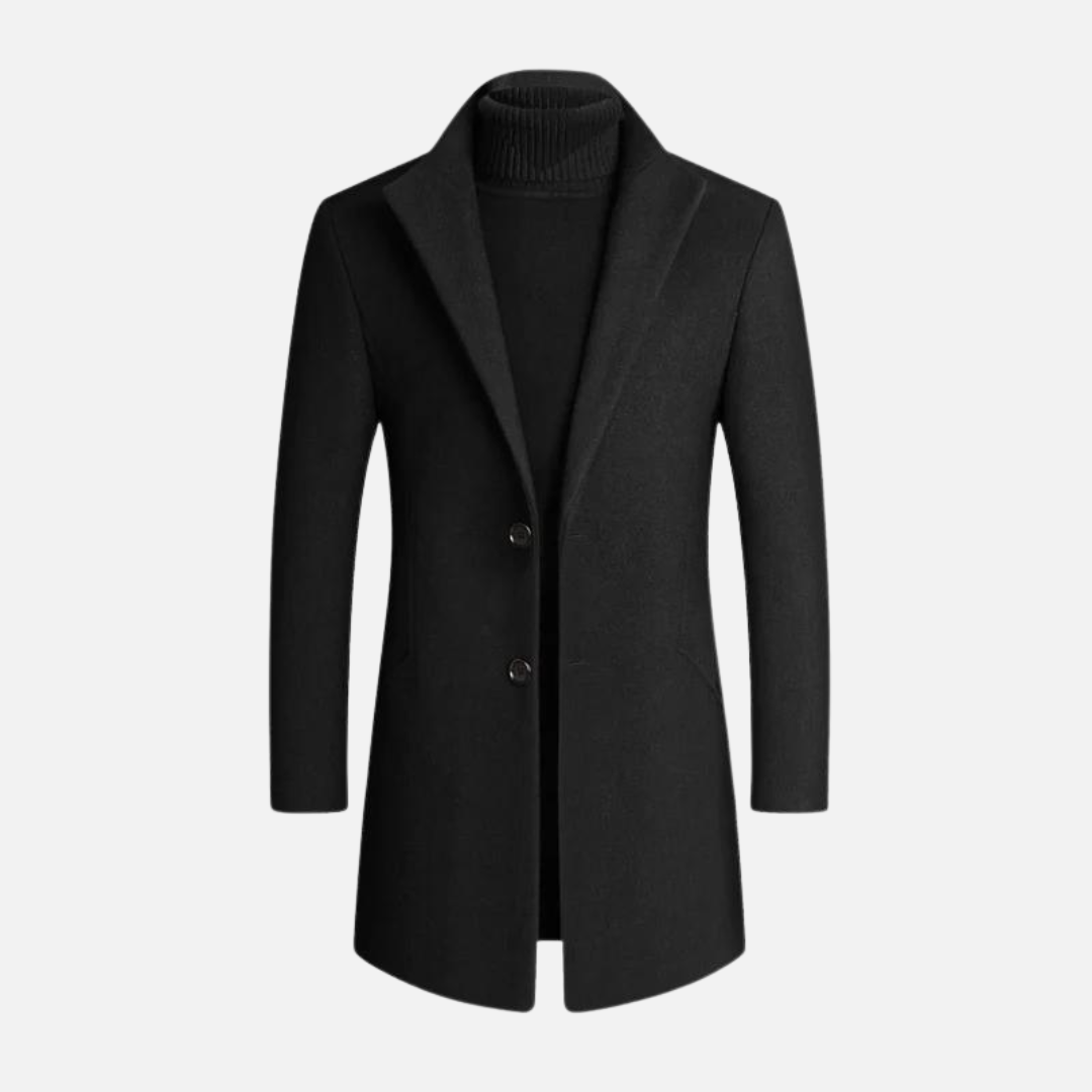 Herre Slim Fit Lang Frakke med Klassisk Reversdesign 1