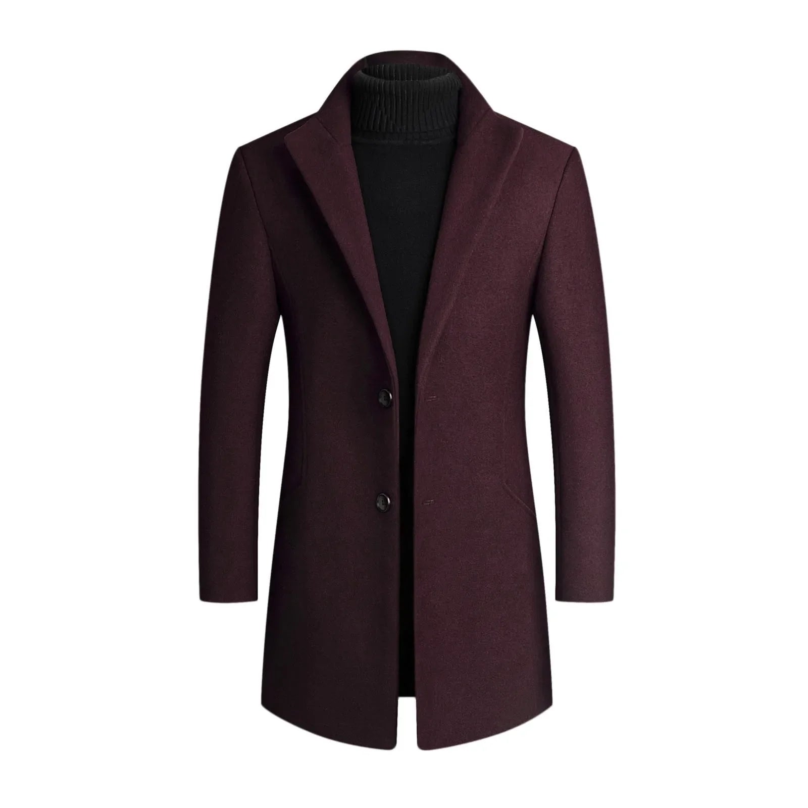 Herre Slim Fit Lang Frakke med Klassisk Reversdesign 3