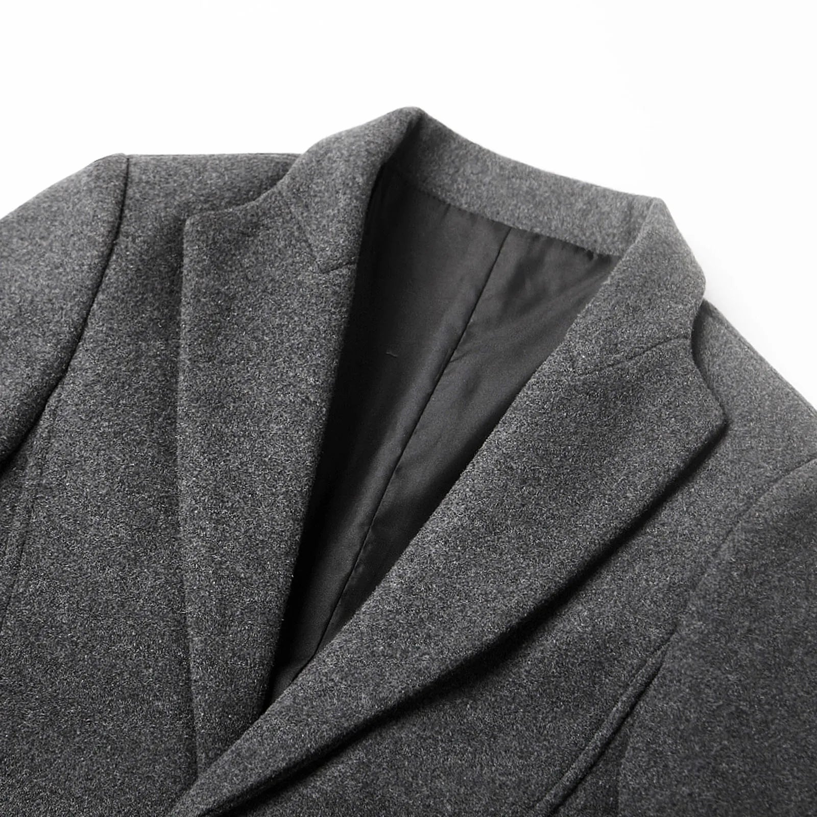 Herre Slim Fit Lang Frakke med Klassisk Reversdesign 5