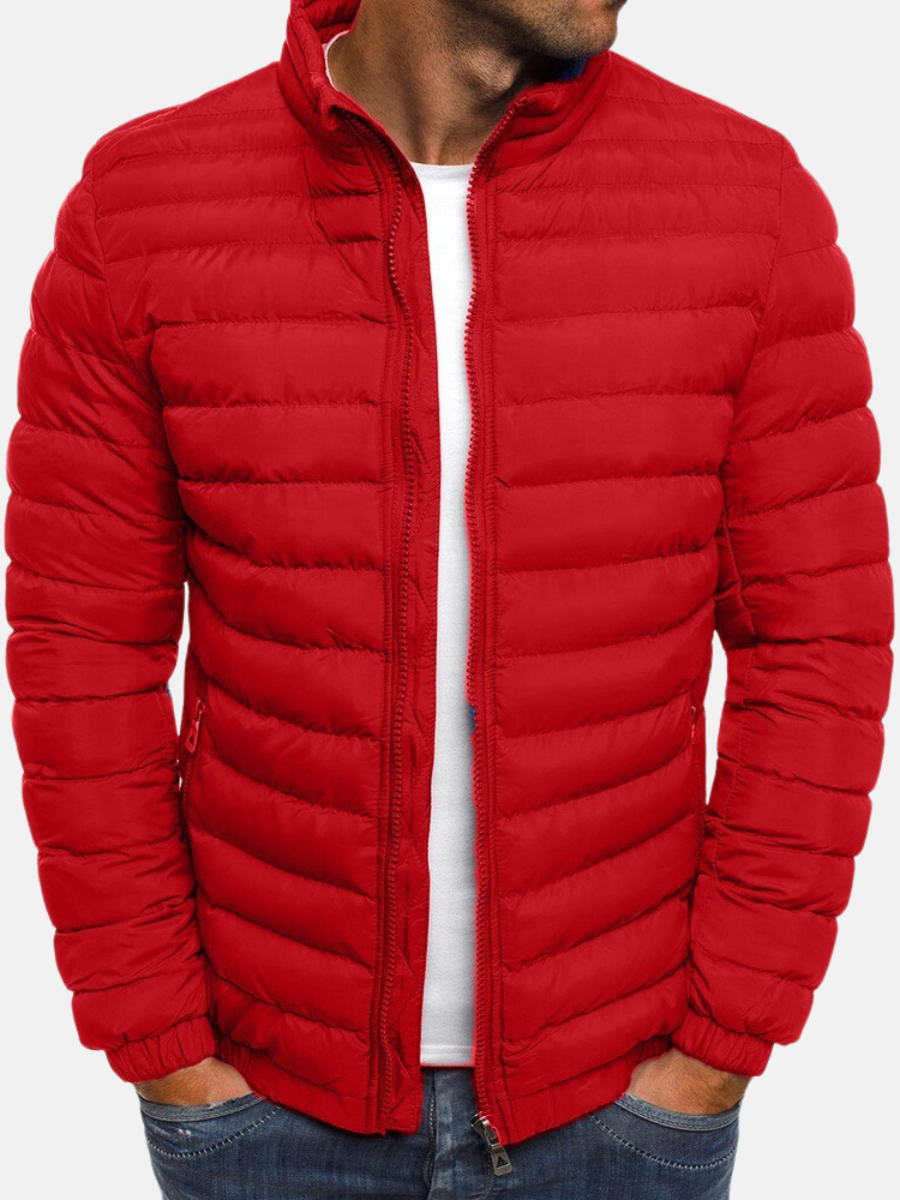 Herre dunjakke med lynlåslukning, stående krave og manchetter 4