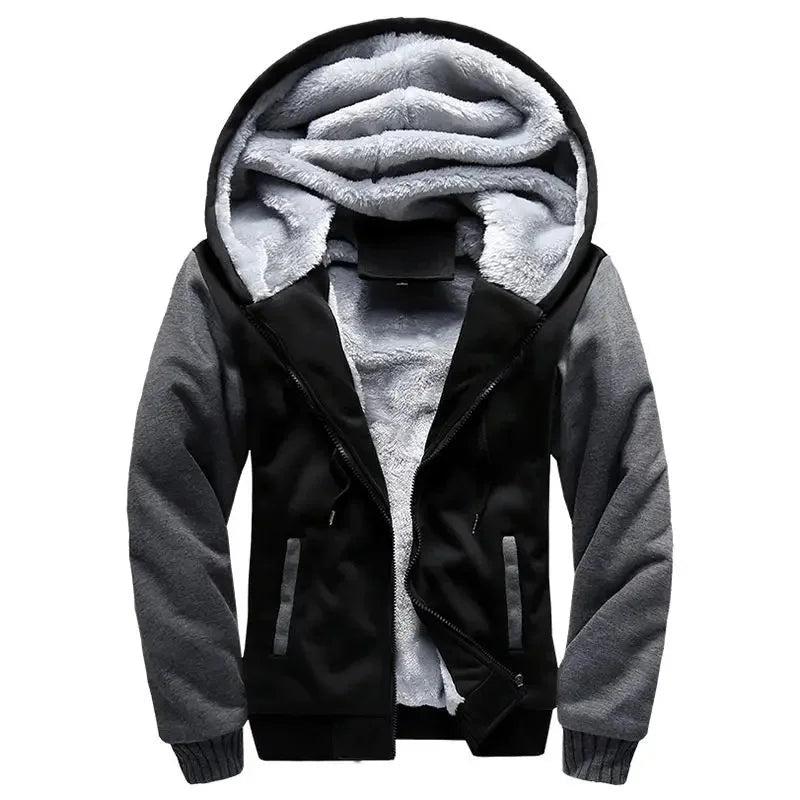 Herre fleece quiltet jakke | Med hætte 0