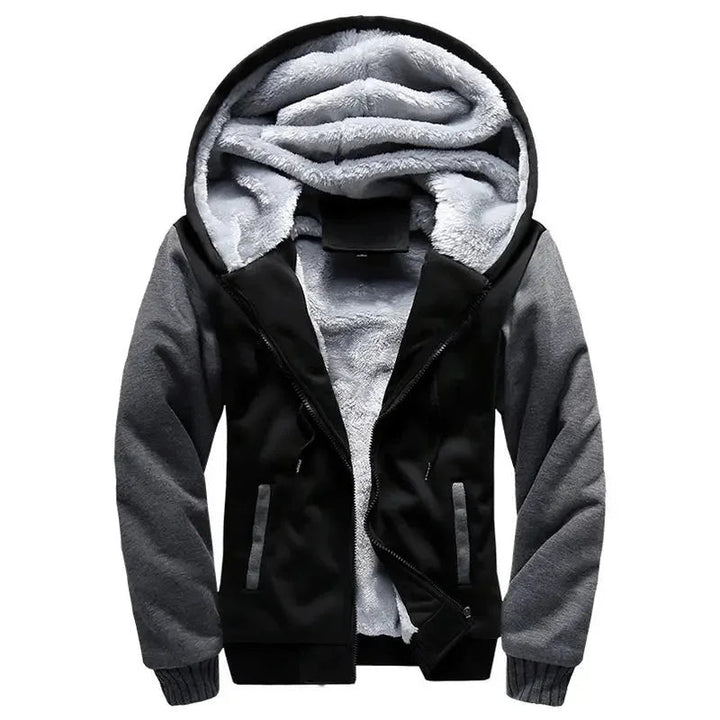 Herre fleece quiltet jakke | Med hætte 0