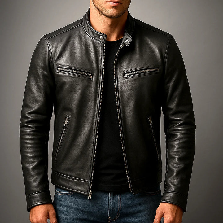 Herren Bikerjacke mit Reissverschluss und Taschen 1