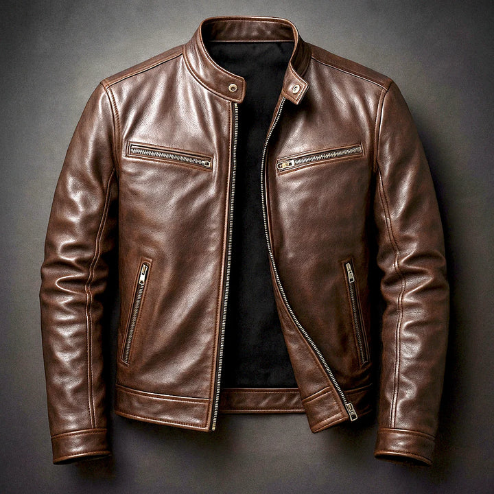Herren Bikerjacke mit Reissverschluss und Taschen 3