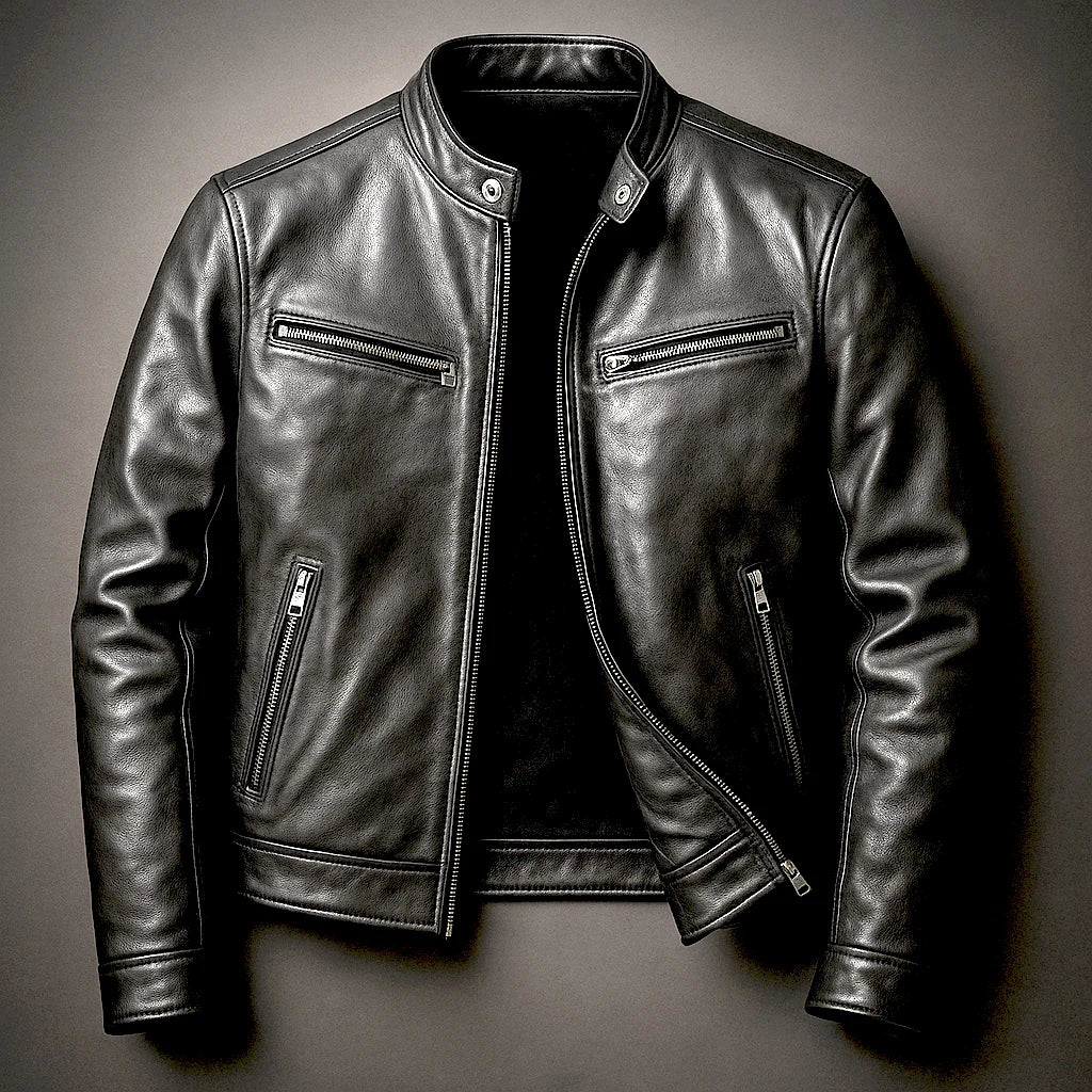 Herren Bikerjacke mit Reissverschluss und Taschen 4