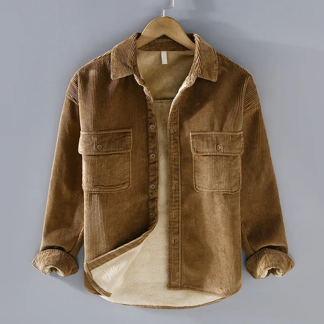 Herren Cordjacke mit Knopfleiste Warme Freizeitjacke für kalte Tage 0