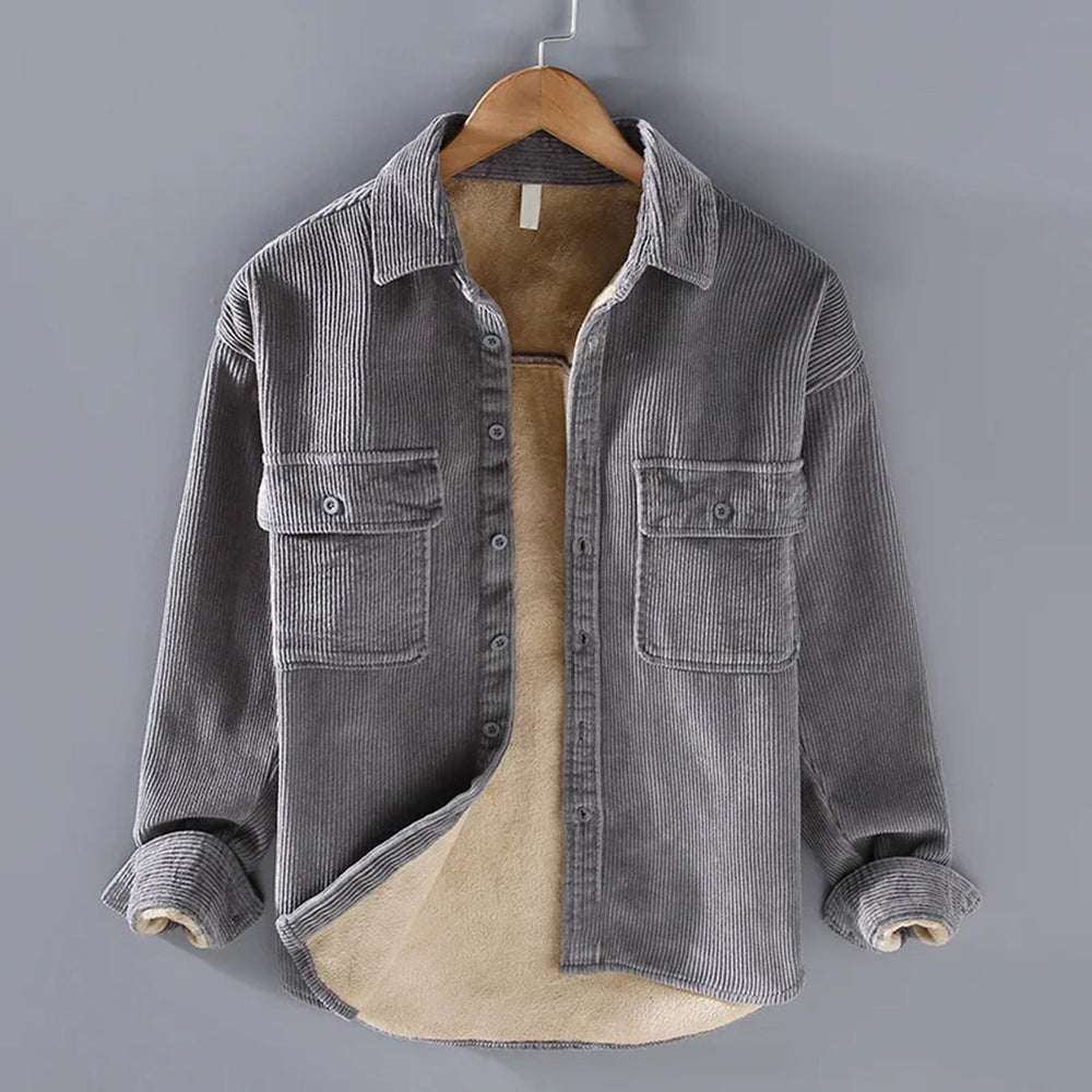 Herren Cordjacke mit Knopfleiste Warme Freizeitjacke für kalte Tage 1