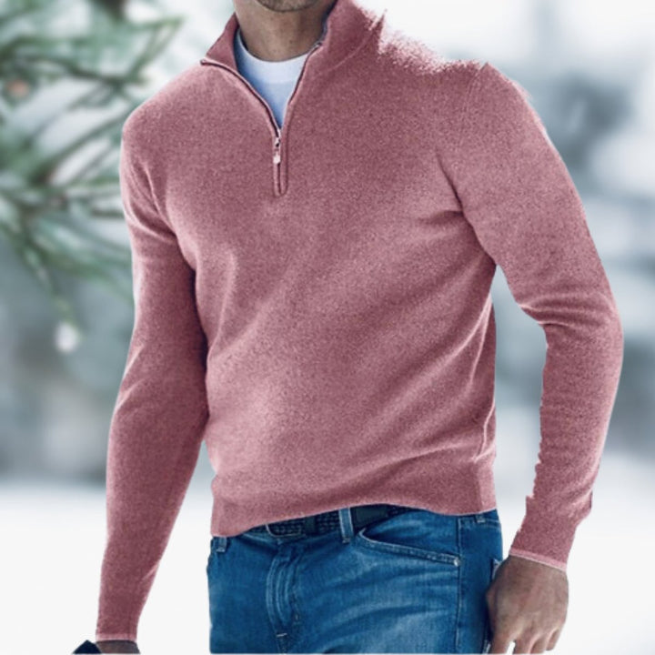 Herren Feinstrick Pullover mit Viertelreißverschluss Schmaler Schnitt Komfortabler Strickpullover 10