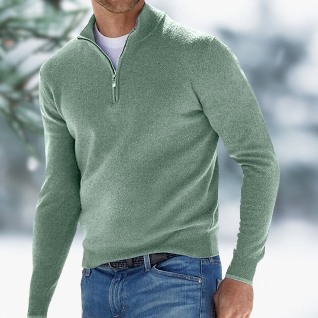 Herren Feinstrick Pullover mit Viertelreißverschluss Schmaler Schnitt Komfortabler Strickpullover 6