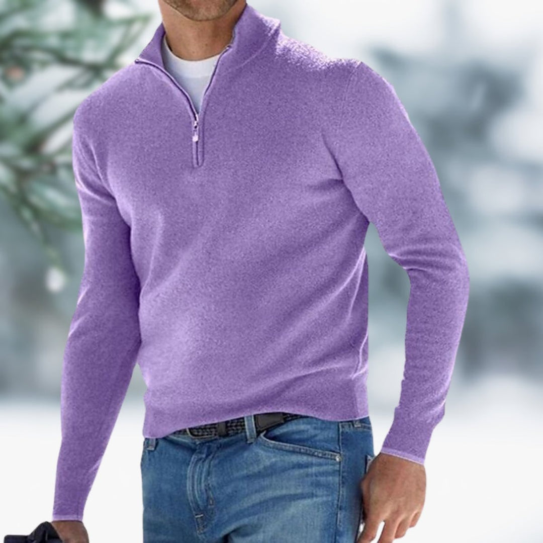 Herren Feinstrick Pullover mit Viertelreißverschluss Schmaler Schnitt Komfortabler Strickpullover 8