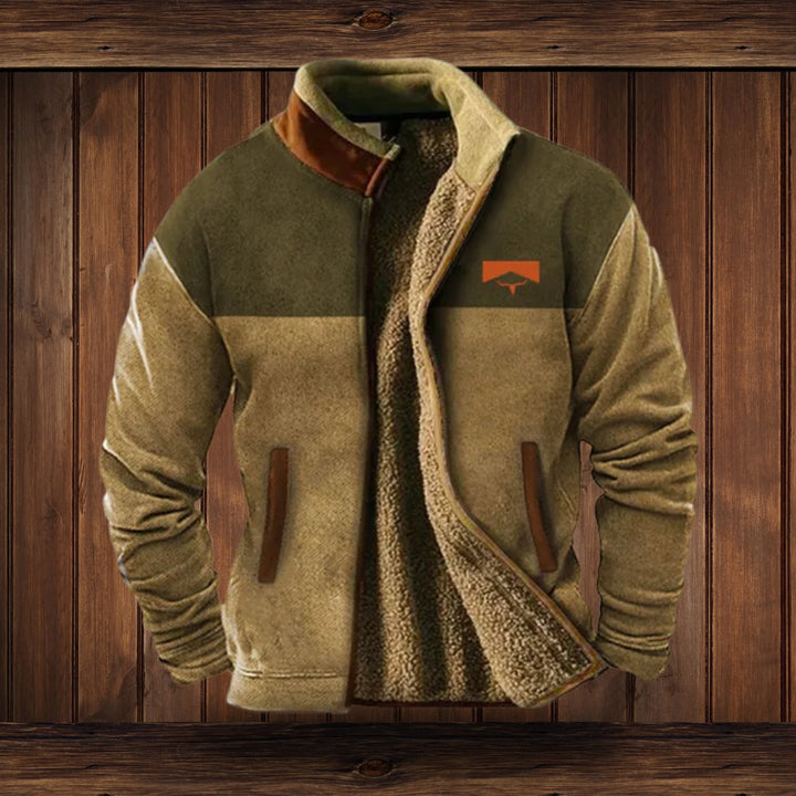 Herren Fleece-Outdoorjacke mit Azteken-Muster und Sherpa-Futter für kalte Tage 2
