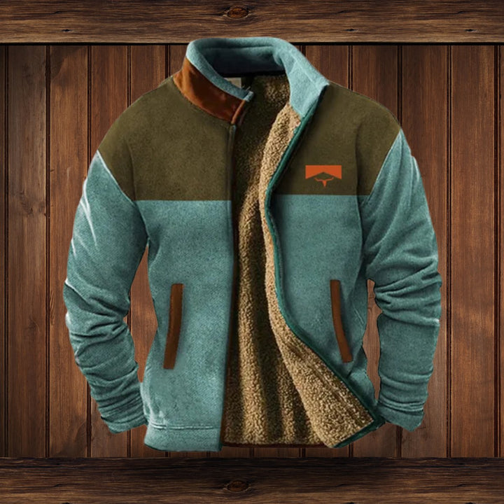 Herren Fleece-Outdoorjacke mit Azteken-Muster und Sherpa-Futter für kalte Tage 4