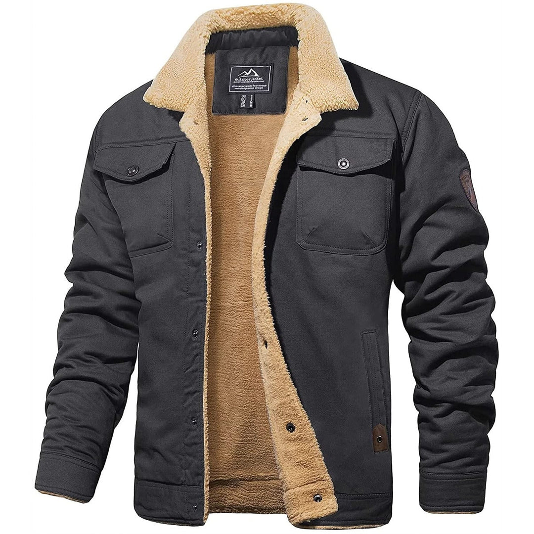 Herren Fleecejacke mit Knopfleiste Warme Freizeitjacke für kalte Tage 2