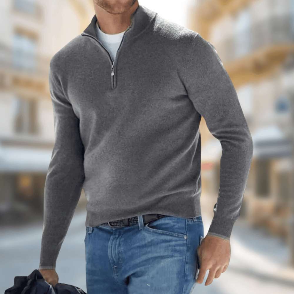 Herren Freizeitpullover mit Reißverschluss am Kragen – Moderner Casual-Stil und Komfort 4