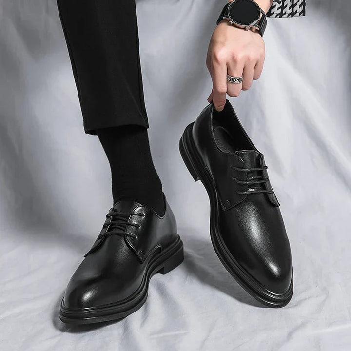 Herren Glänzende Schnür-Derby-Schuhe Klassisch Elegant Business Schuhe 2