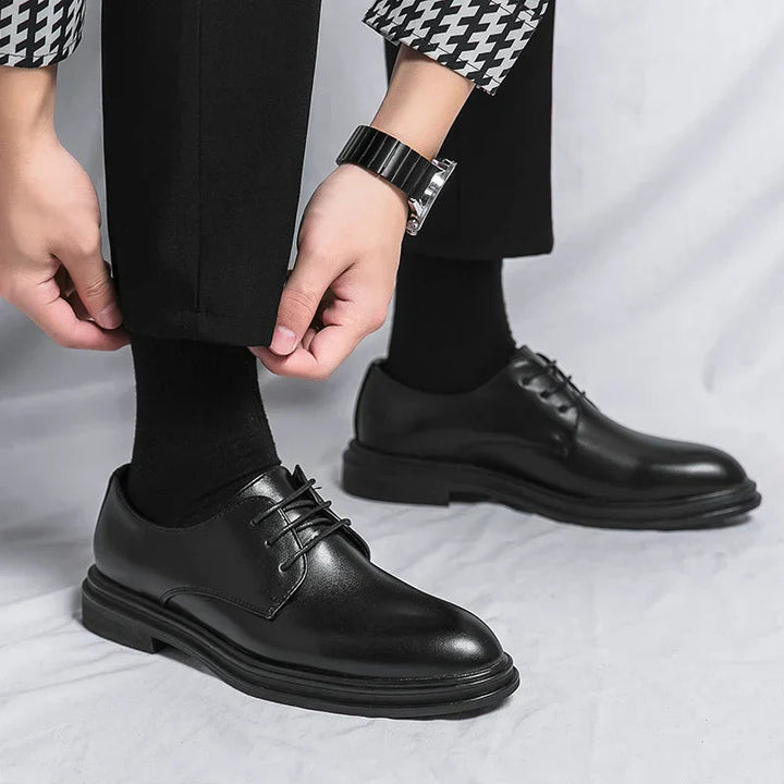 Herren Glänzende Schnür-Derby-Schuhe Klassisch Elegant Business Schuhe 3