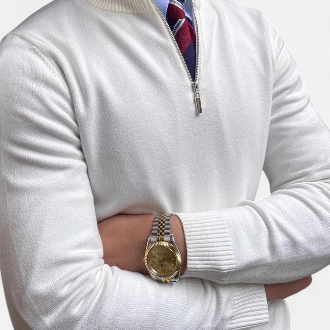Herren Half-Zip Pullover mit Stehkragen für Frühling und Business-Casual 0