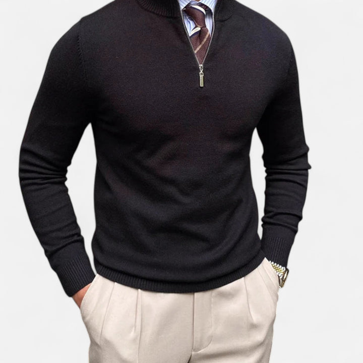 Herren Half-Zip Pullover mit Stehkragen für Frühling und Business-Casual 2