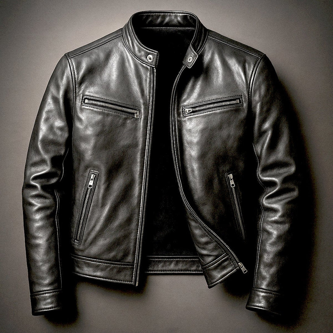 Herren Jacke Vintage Bikerjacke Mit Reißverschluss Stehkragen – Robuste Jacke Herren Für Alltag Und Freizeit 1