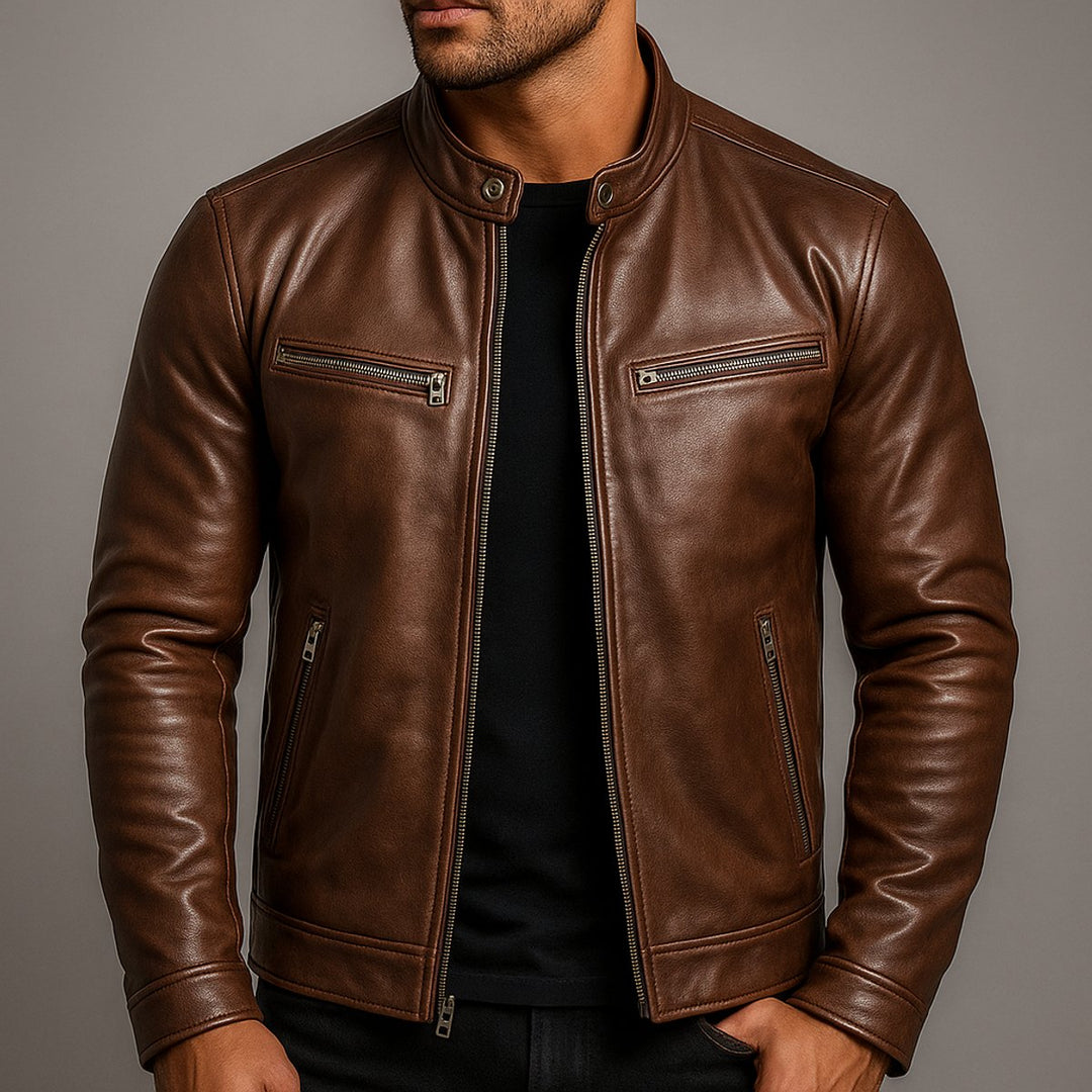 Herren Jacke Vintage Bikerjacke Mit Reißverschluss Stehkragen – Robuste Jacke Herren Für Alltag Und Freizeit 4