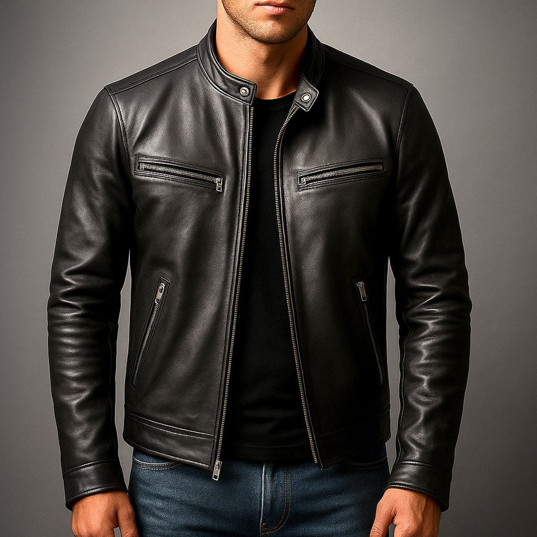 Herren Jacke Vintage Bikerjacke Mit Reißverschluss Stehkragen – Robuste Jacke Herren Für Alltag Und Freizeit 5