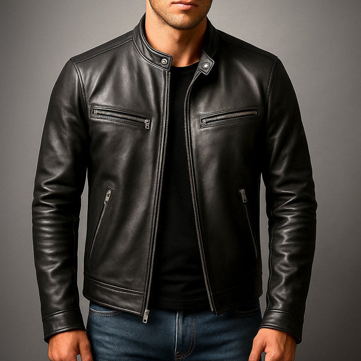 Herren Jacke Vintage Bikerjacke Mit Reißverschluss Stehkragen – Robuste Jacke Herren Für Alltag Und Freizeit 5