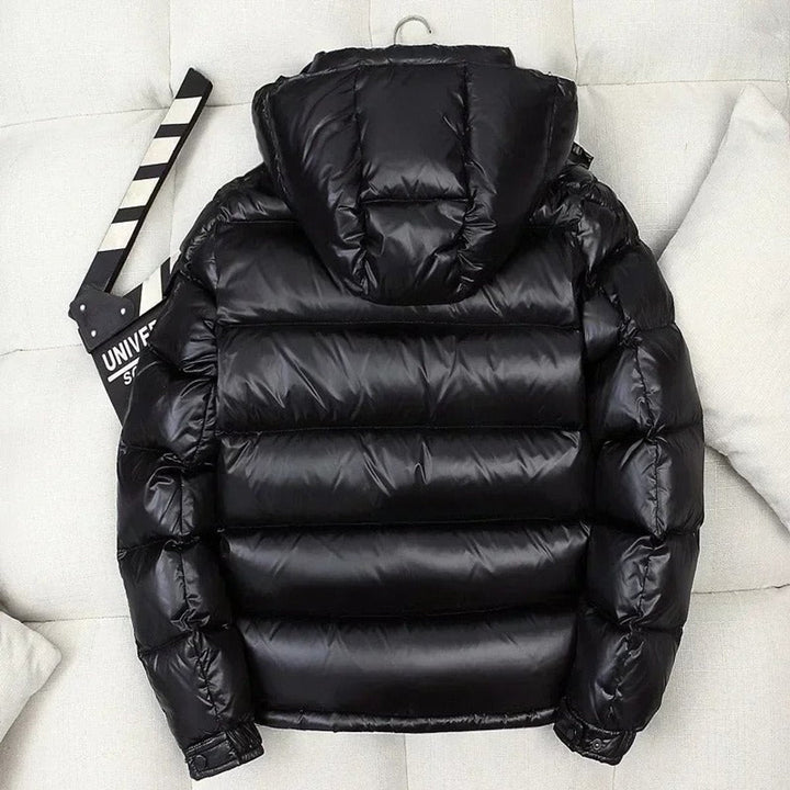 Herren Jacke Winter Glänzende Steppjacke Mit Kapuze Wärmende Daunenfüllung Winddicht Urban Outdoor Mode 1