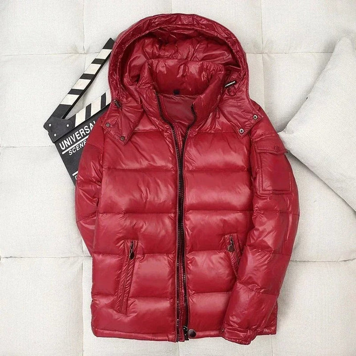Herren Jacke Winter Glänzende Steppjacke Mit Kapuze Wärmende Daunenfüllung Winddicht Urban Outdoor Mode 2