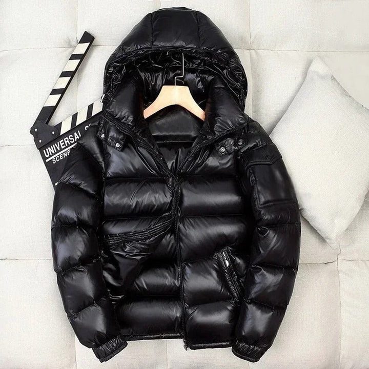 Herren Jacke Winter Glänzende Steppjacke Mit Kapuze Wärmende Daunenfüllung Winddicht Urban Outdoor Mode 4