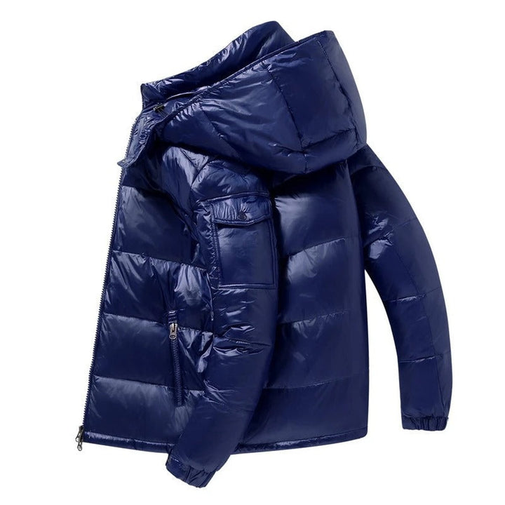 Herren Jacke Winter Glänzende Steppjacke Mit Kapuze Wärmende Daunenfüllung Winddicht Urban Outdoor Mode 5