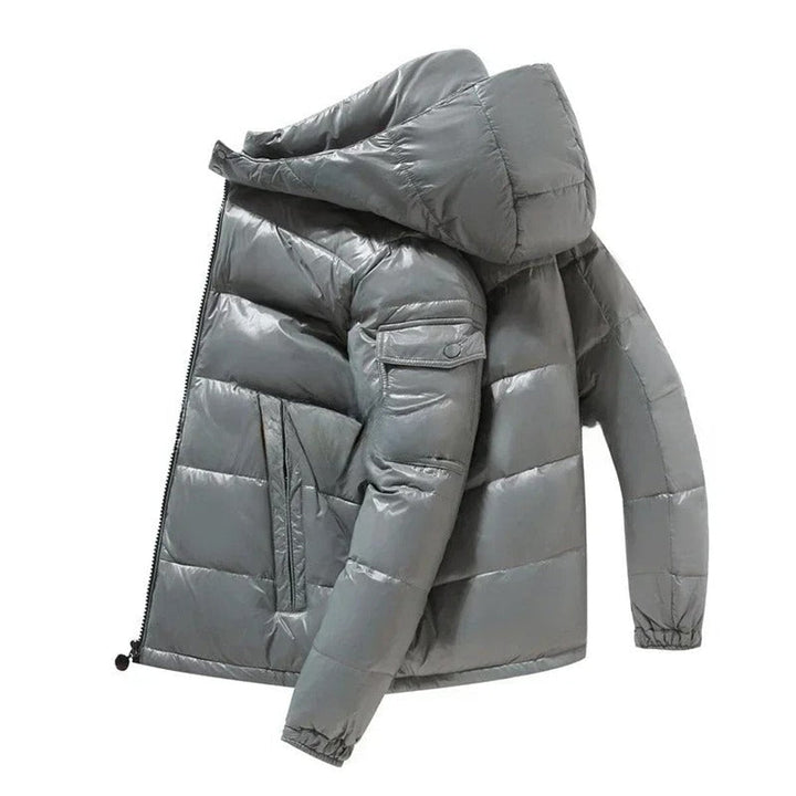 Herren Jacke Winter Glänzende Steppjacke Mit Kapuze Wärmende Daunenfüllung Winddicht Urban Outdoor Mode 6