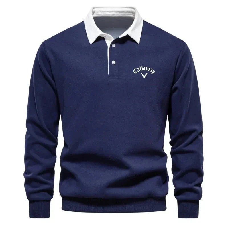 Herren Langarm-Polo Pullover mit Kontrastkragen Tailored Fit Sportlich Elegant 0