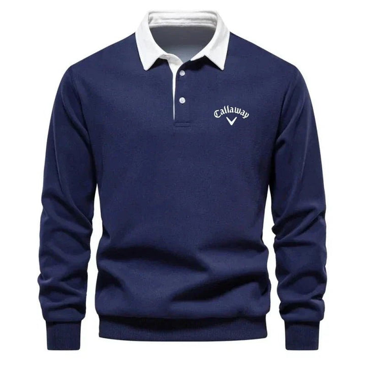 Herren Langarm-Polo Pullover mit Kontrastkragen Tailored Fit Sportlich Elegant 0