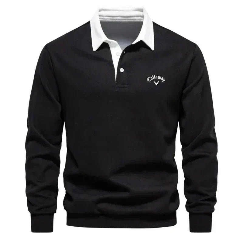 Herren Langarm-Polo Pullover mit Kontrastkragen Tailored Fit Sportlich Elegant 1