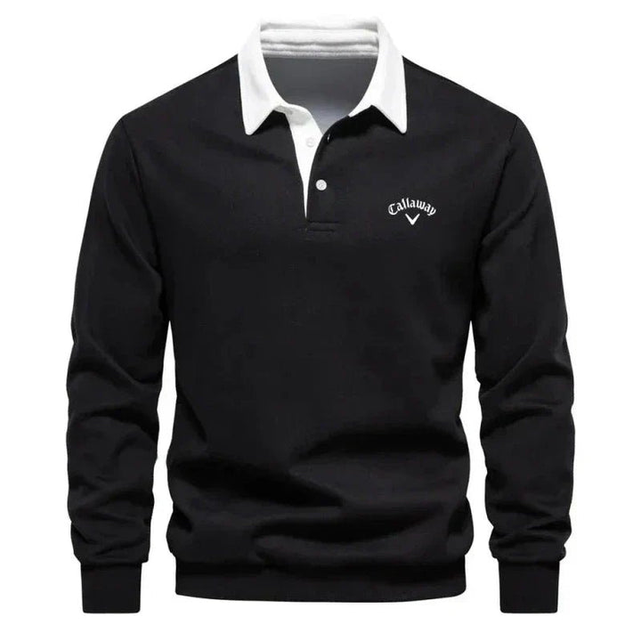 Herren Langarm-Polo Pullover mit Kontrastkragen Tailored Fit Sportlich Elegant 1