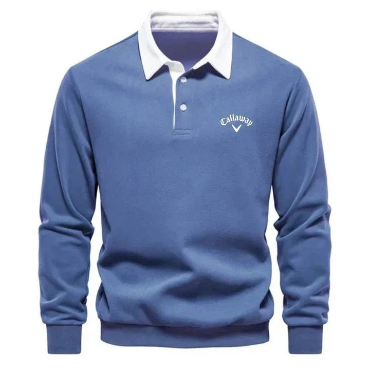 Herren Langarm-Polo Pullover mit Kontrastkragen Tailored Fit Sportlich Elegant 2