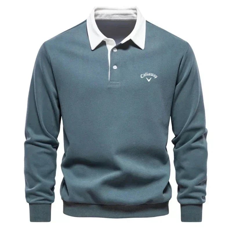 Herren Langarm-Polo Pullover mit Kontrastkragen Tailored Fit Sportlich Elegant 3