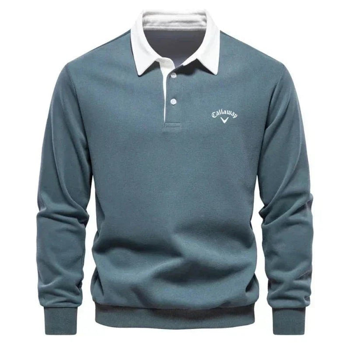 Herren Langarm-Polo Pullover mit Kontrastkragen Tailored Fit Sportlich Elegant 3